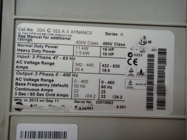 1PC for used  20AC022A3AYNANC0   #OYF033