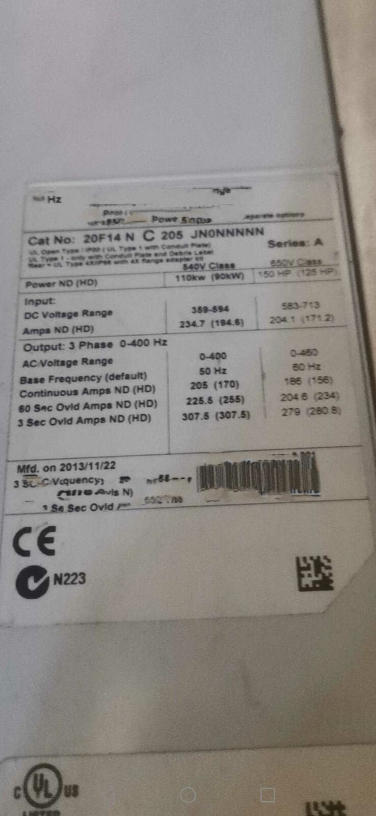 1PC for used  20F14NC205JN0NNNNN  #OYF033
