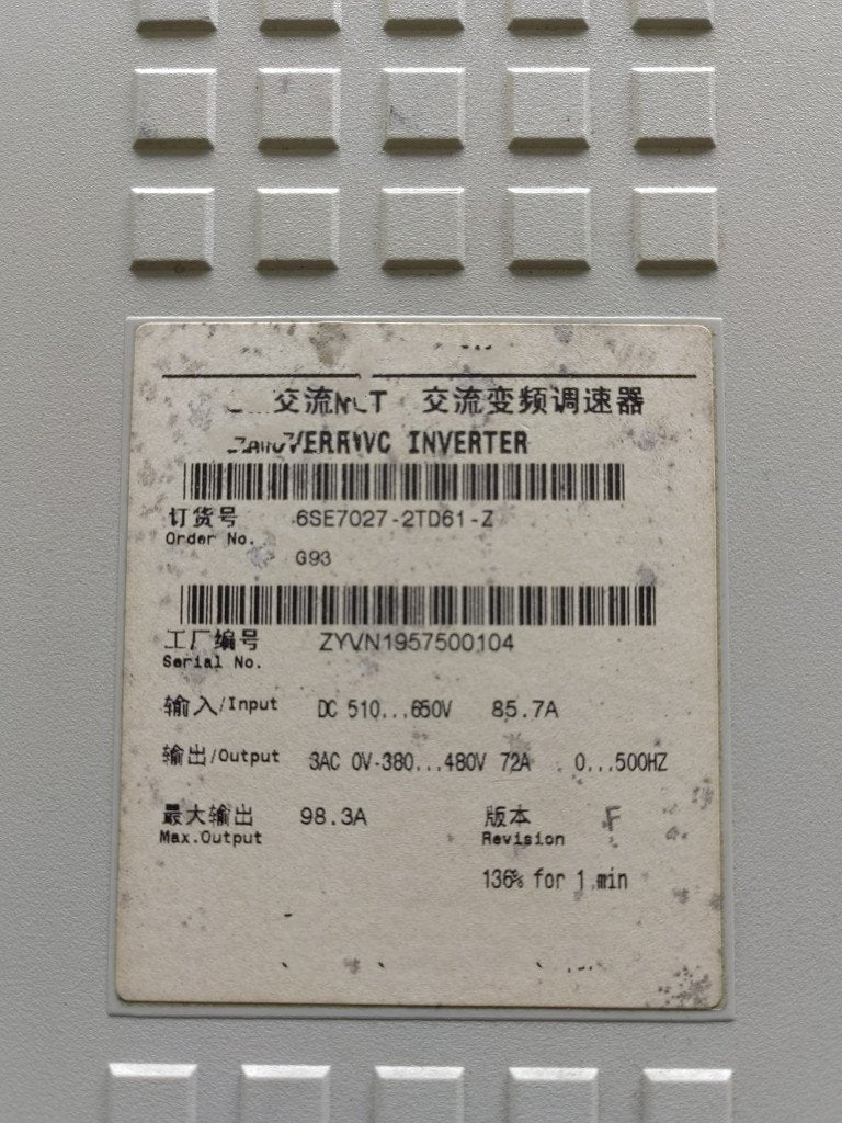 1PC for used  6SE7027-2TD61-Z  #OYF033