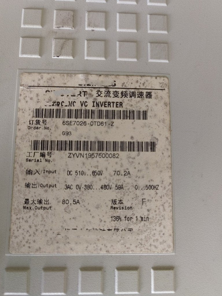 1PC for used  6SE7026-0TD61-Z   #OYF033