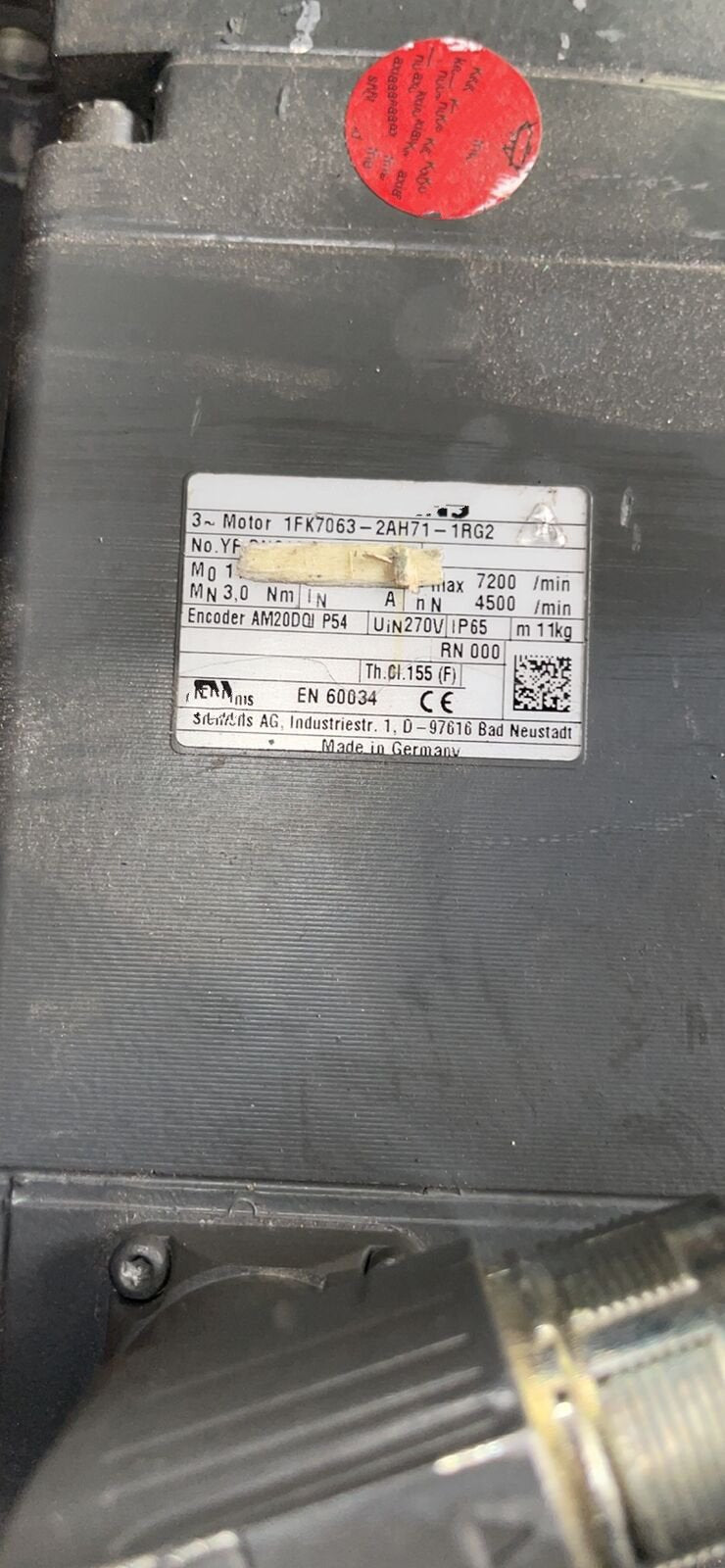 1PC for used  1FK7063-2AH71-1RG2  #OYF033