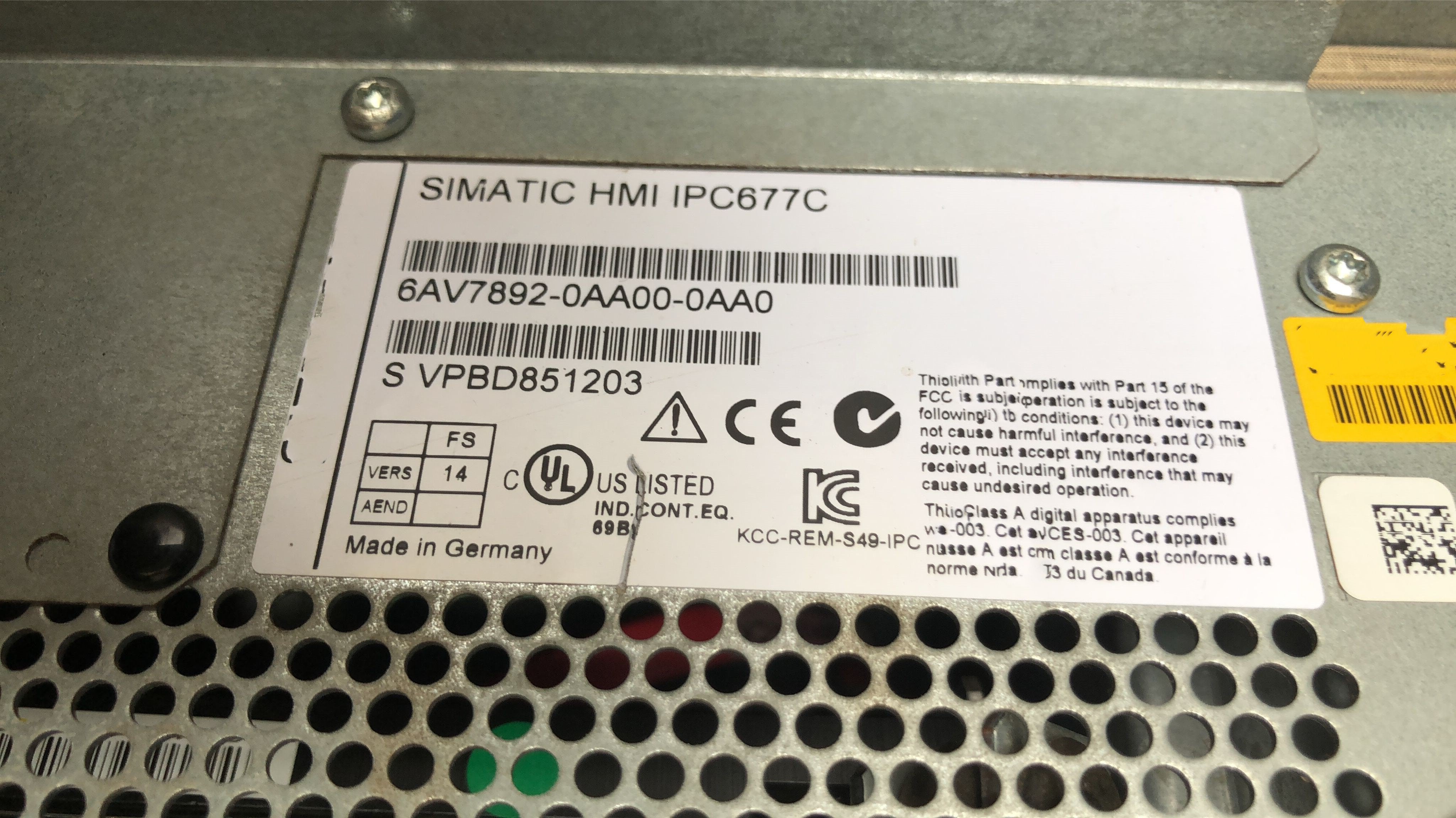 1PC for used  6AV7892-0AA00-0AA0  #OYF033