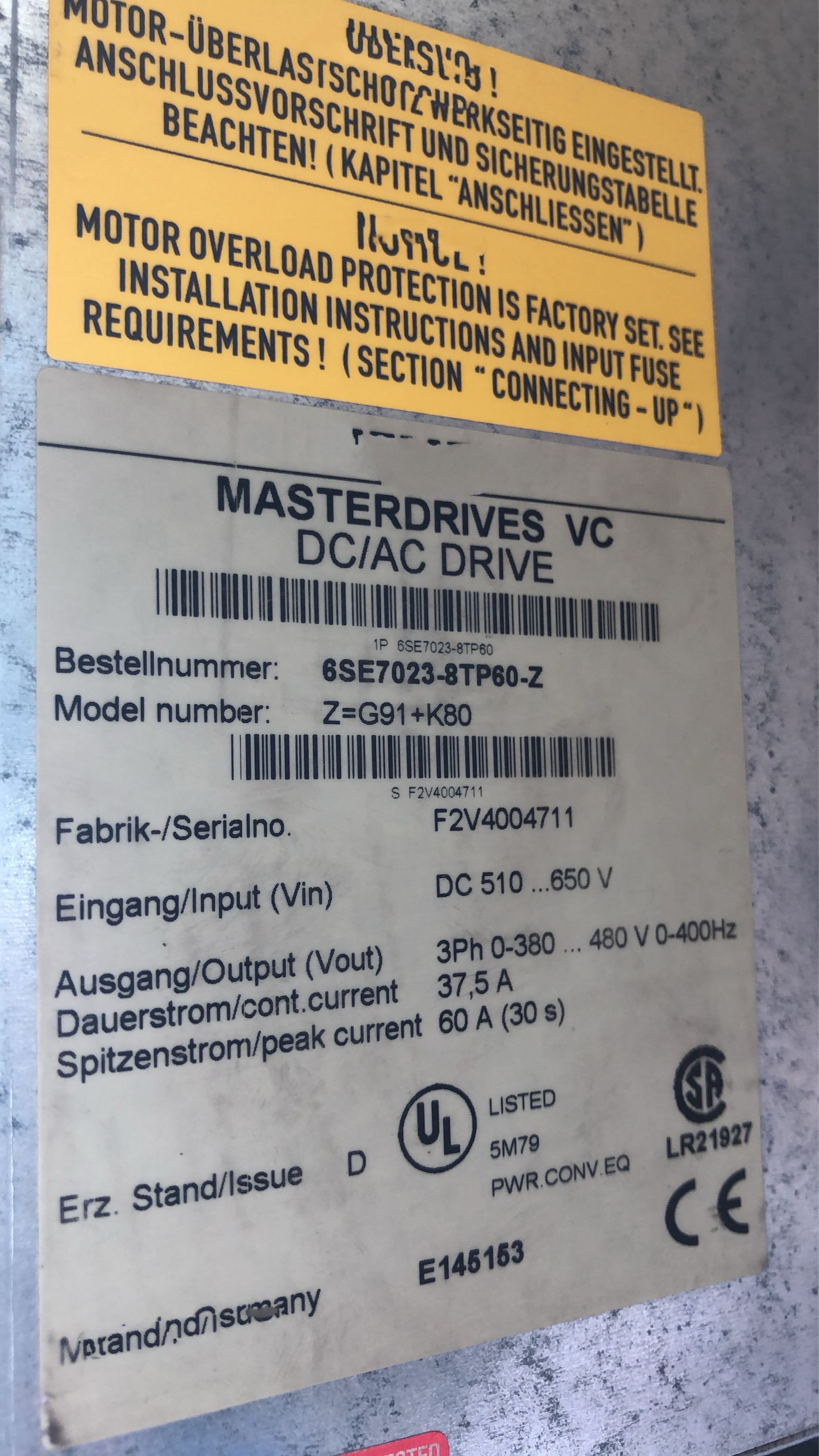 1PC for used  6SE7023-8TP60-Z   #OYF033