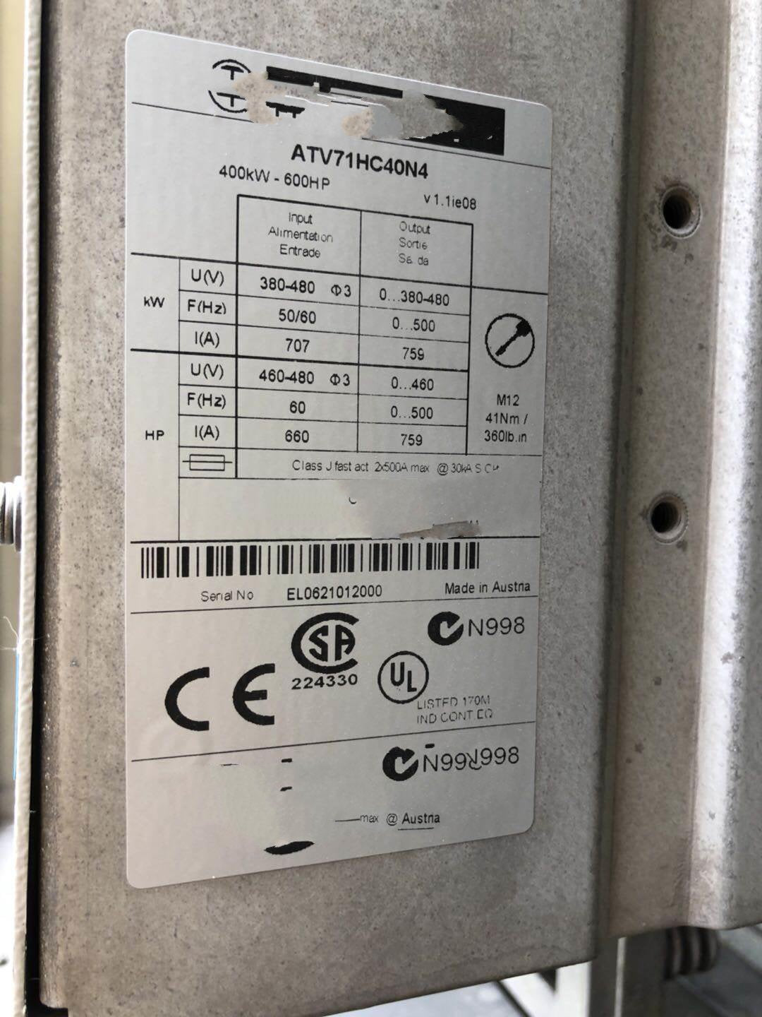 1PC for used  ATV71HC40N4  #OYF033