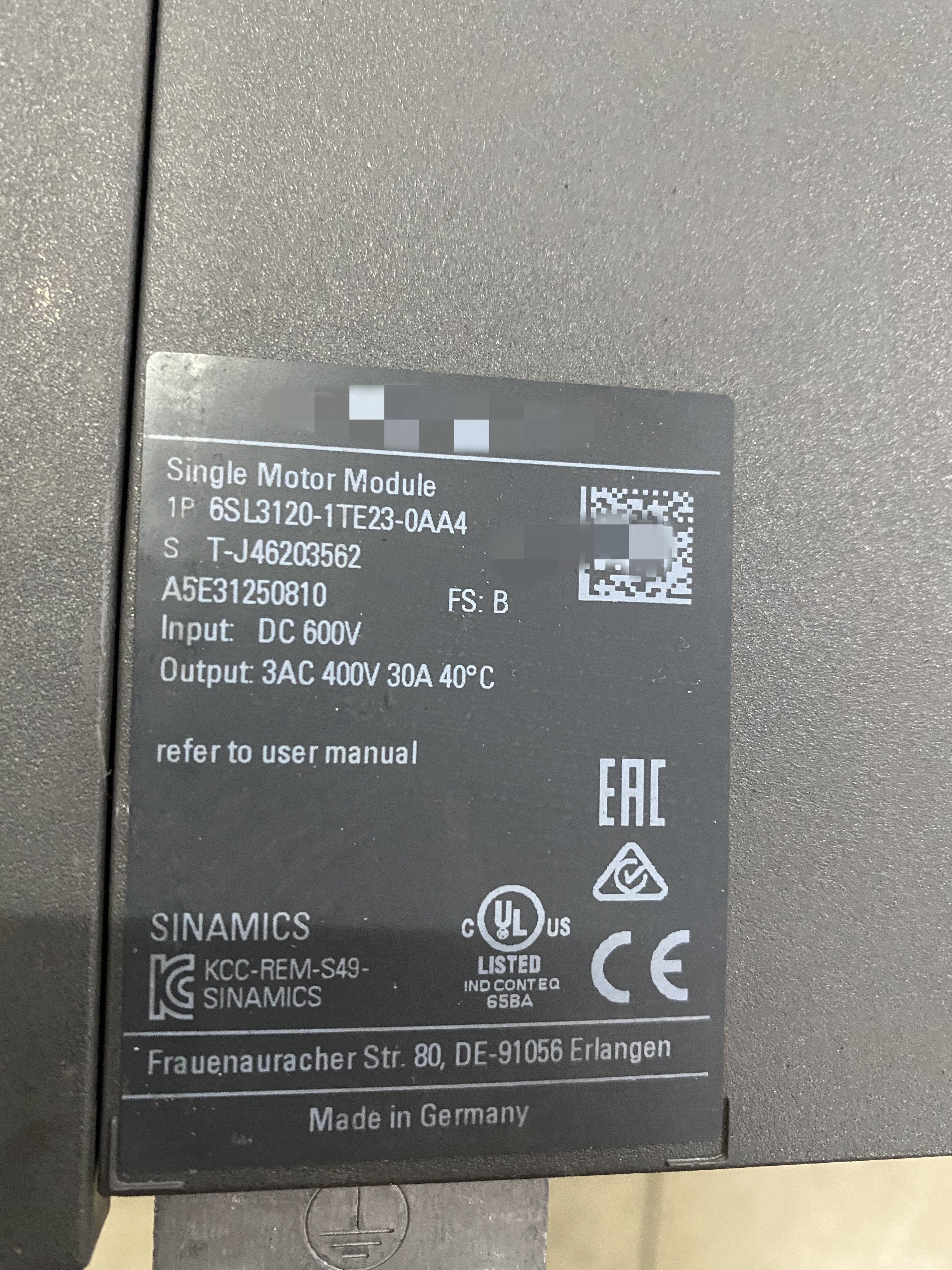 1pc  used  6SL3120-1TE23-0AA4   #OYF088