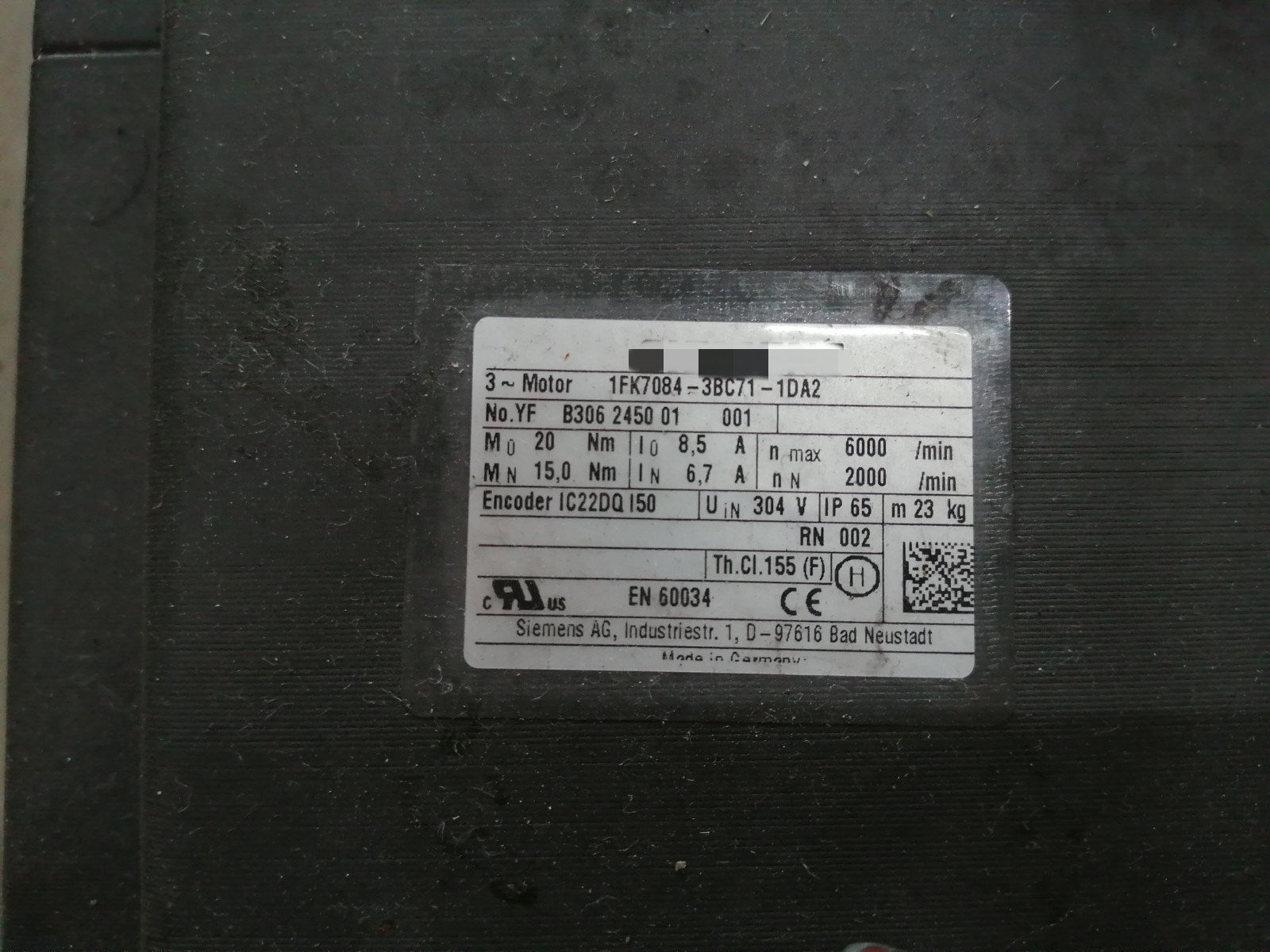 1pc used  1FK7084-3BC71-1DA2  #OYF088