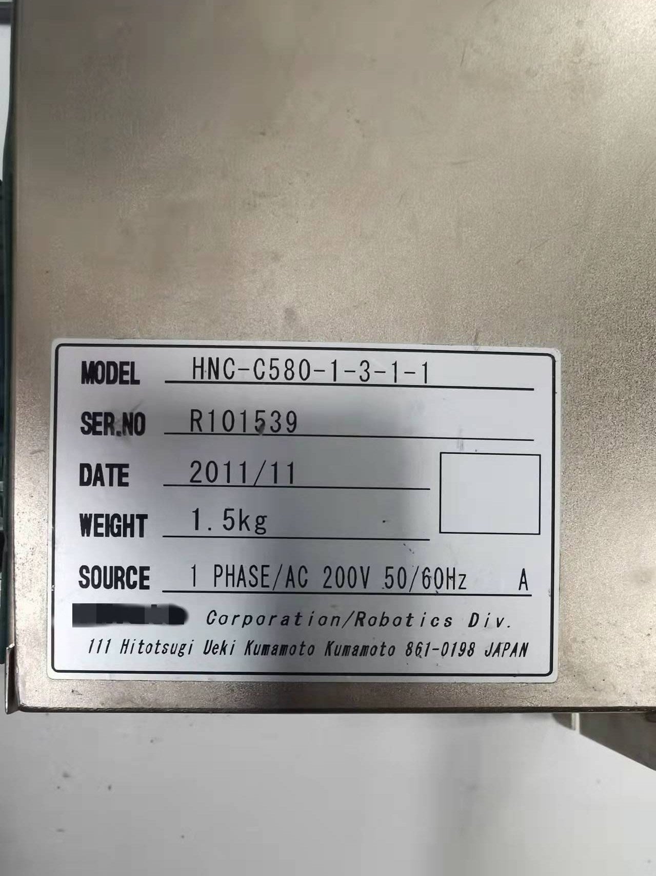 1pc  used  HNC-C580-1-3-1-1   #OYF088