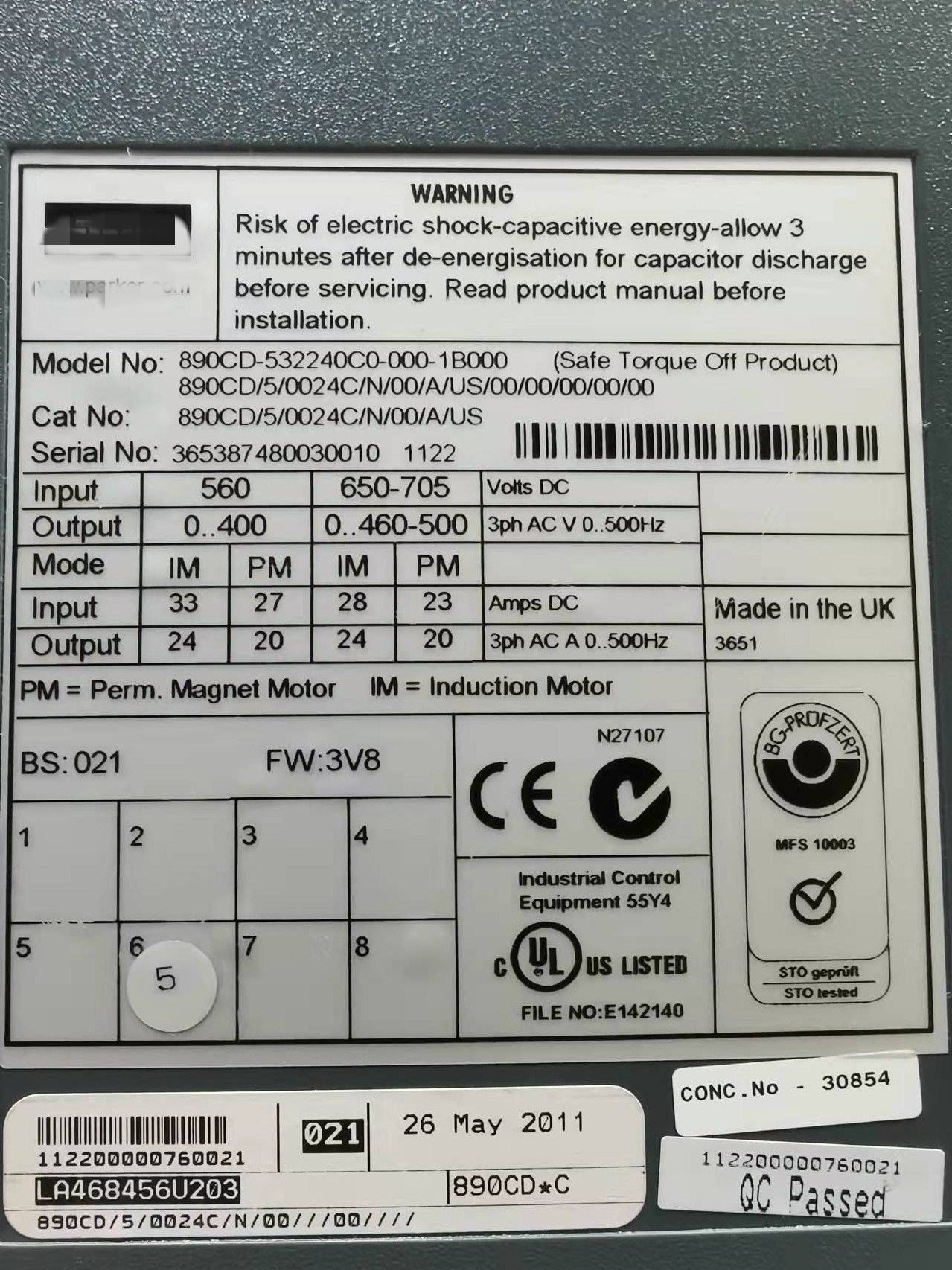 1pc  used   890CD-532240C0-000-1B00 890CD/5/0024C/N/00/    #OYF088