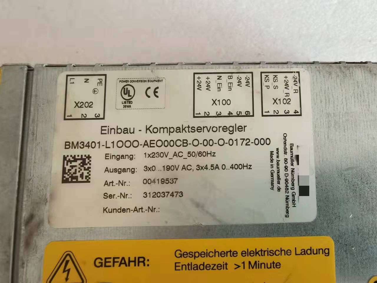 1pc used  BM3401-L1OOO-AEO00CB-O-00-O-0172-000    #OYF088