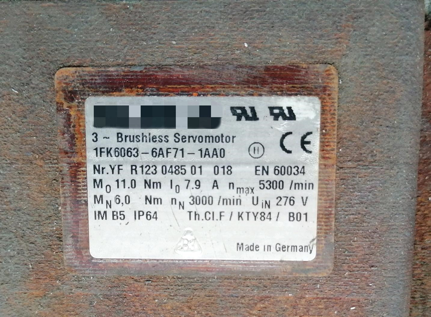 1pc used  1FK6063-6AF71-1AA0  #OYF088