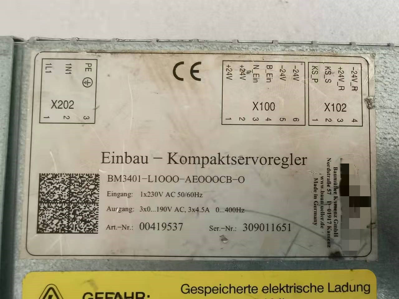 1pc used  BM3401-L1OOO-AEOOOCB-O   #OYF088