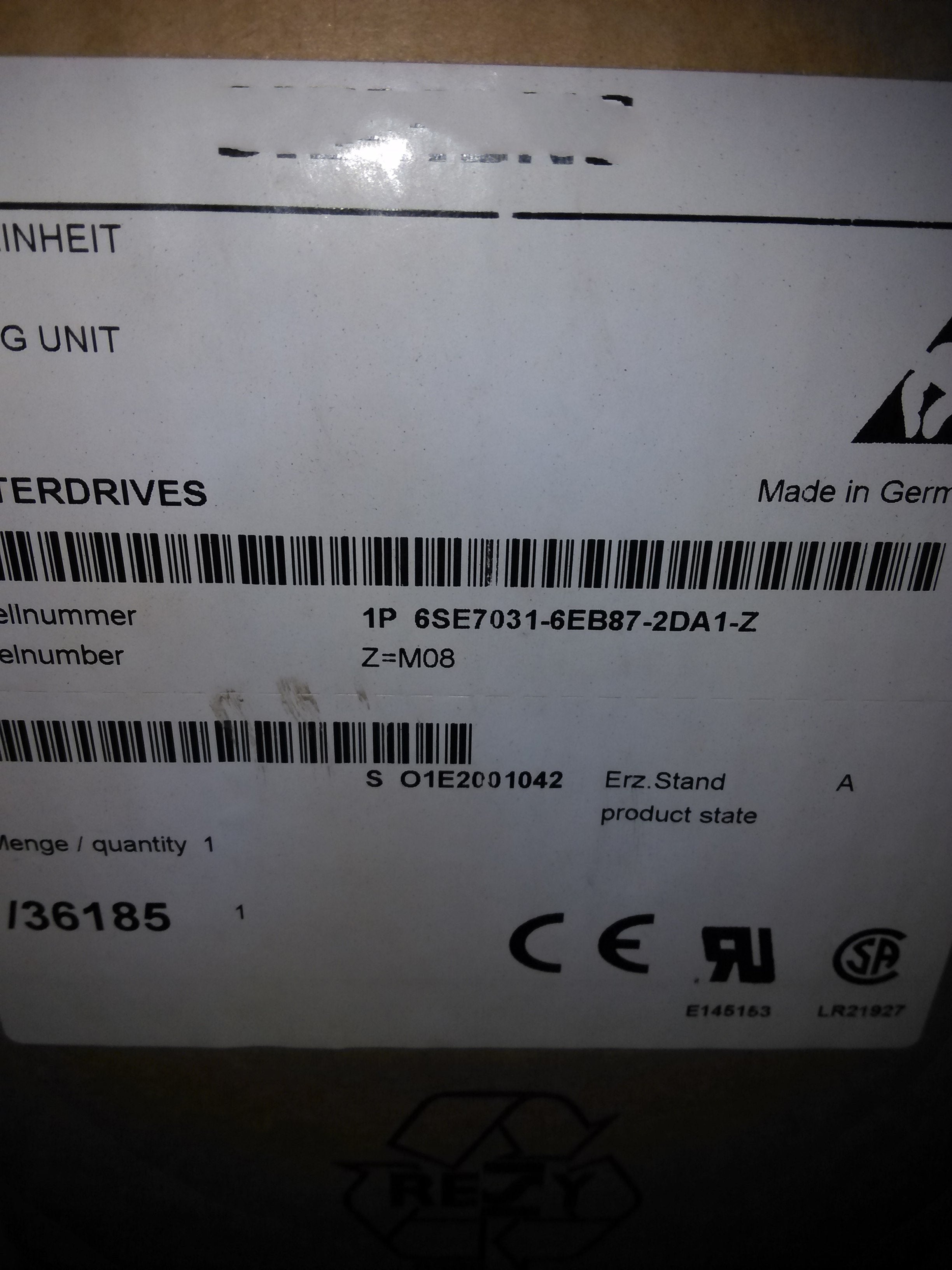 1pc for  new  6SE7031-6EB87-2DA1-Z   #OYF008