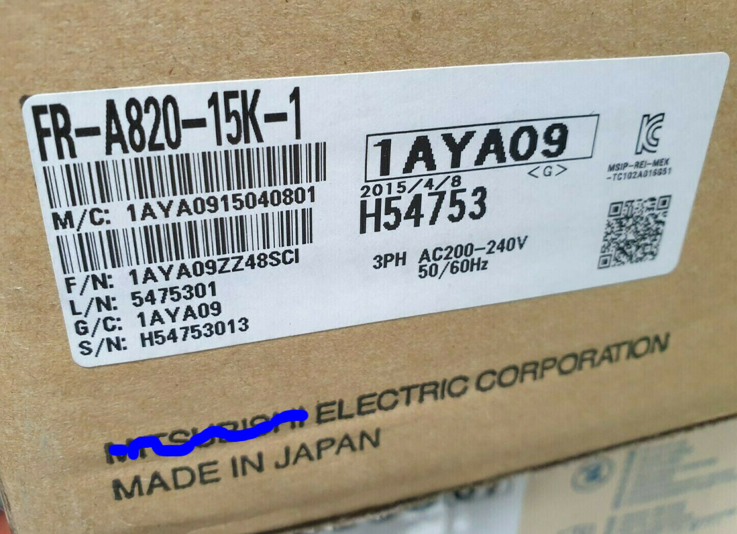 1PCS NEW FR-A820-15K-1 #OYF007