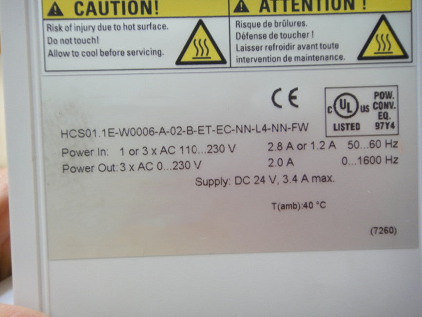 1 PCS USED HCS01.1E-W0006-A-02-B-ET-EC-NN-L4-NN-FW  #OYF005