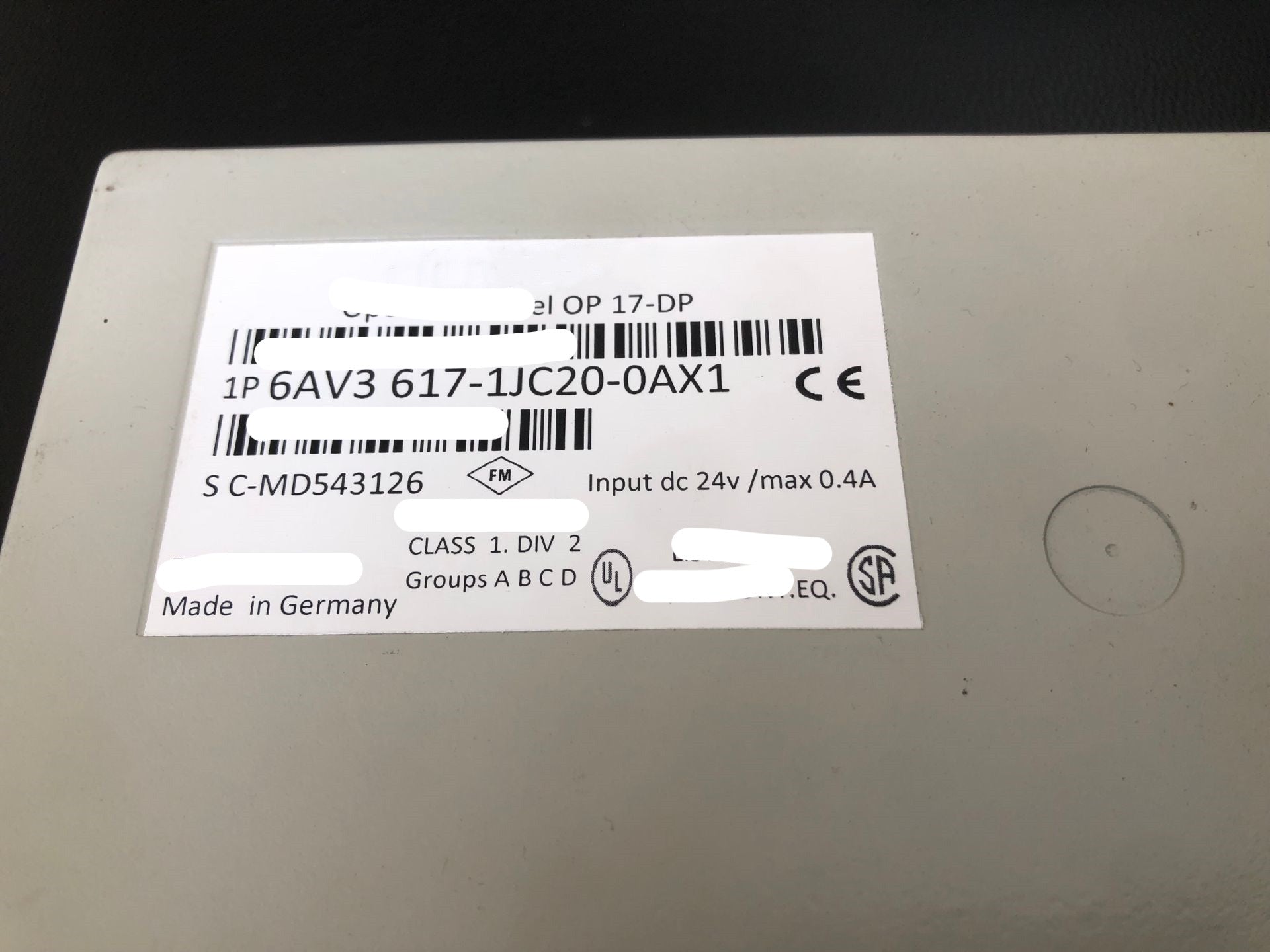 1pc  for USED 6AV3617-1JC20-0AX1 #OYF005