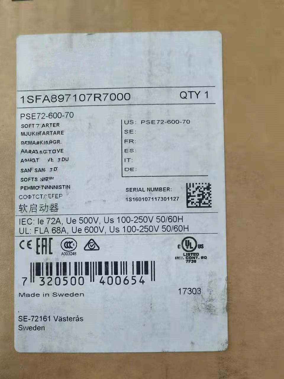1pc for NEW PSE72-600-70 1SFA897107R7000  #OYF005