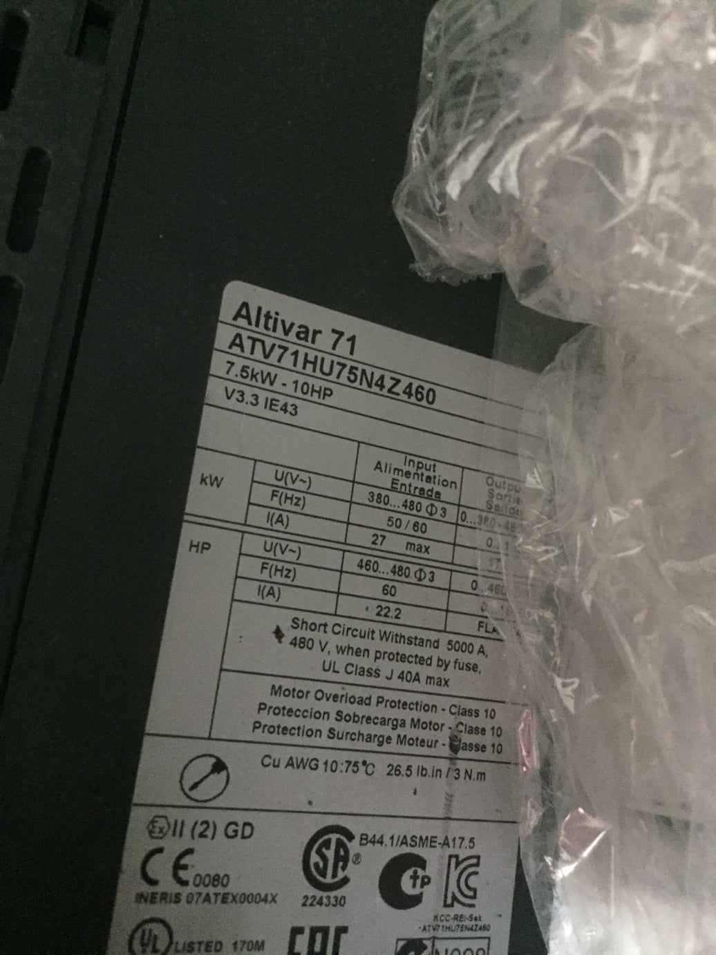 1PCS  USED ATV71HU75N4Z460  #OYF009