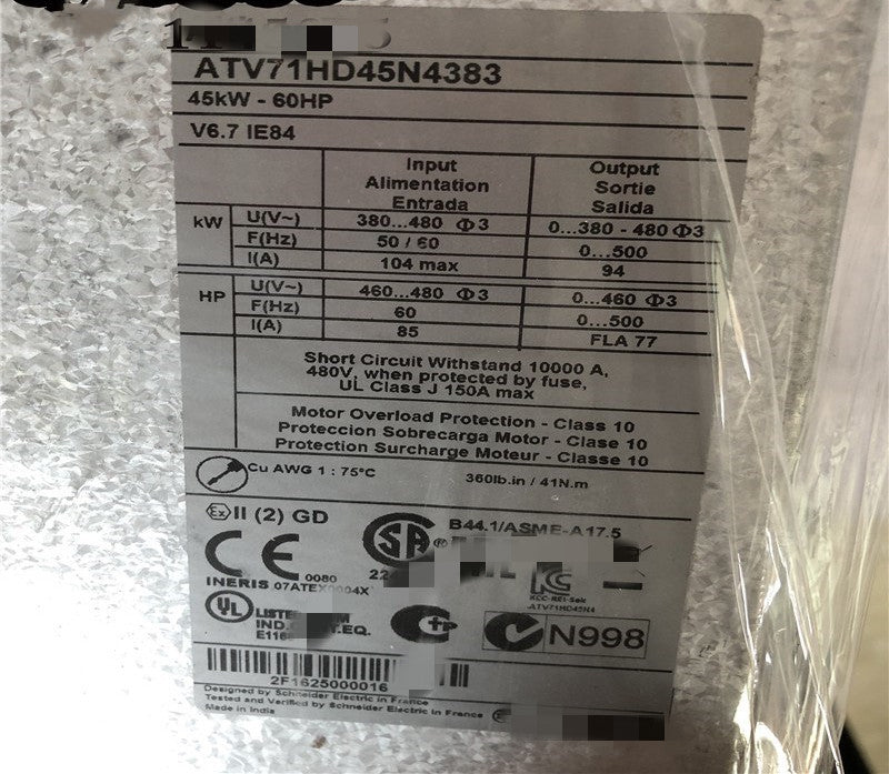 1PCS  USED ATV71HD45N4383 #OYF009
