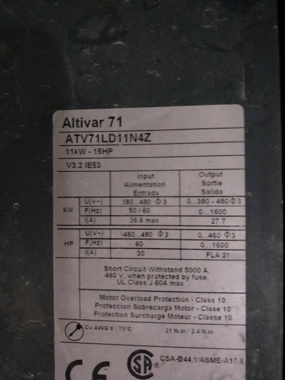 1PCS  USED ATV71LD11N4Z #OYF009
