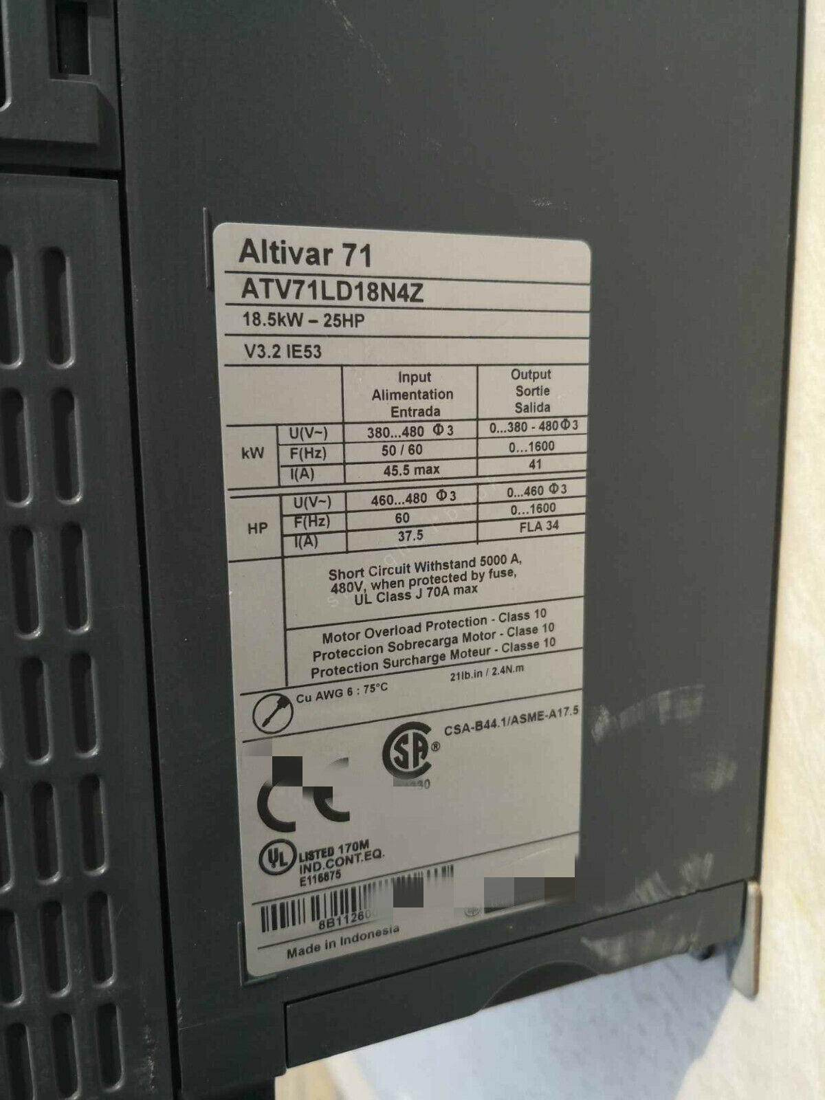 1PCS  USED ATV71LD18N4Z  #OYF009