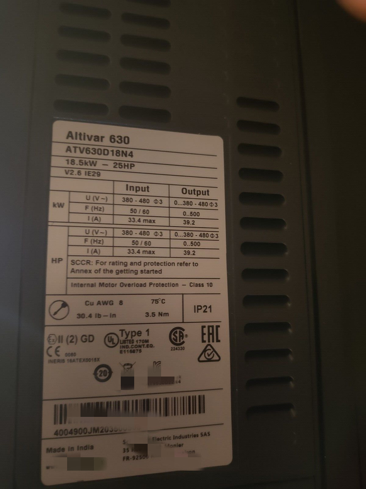 1PCS  USED ATV630D18N4 #OYF009