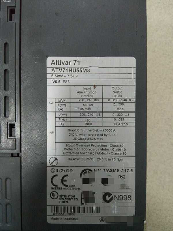 1PCS  USED ATV71HU55M3  #OYF009