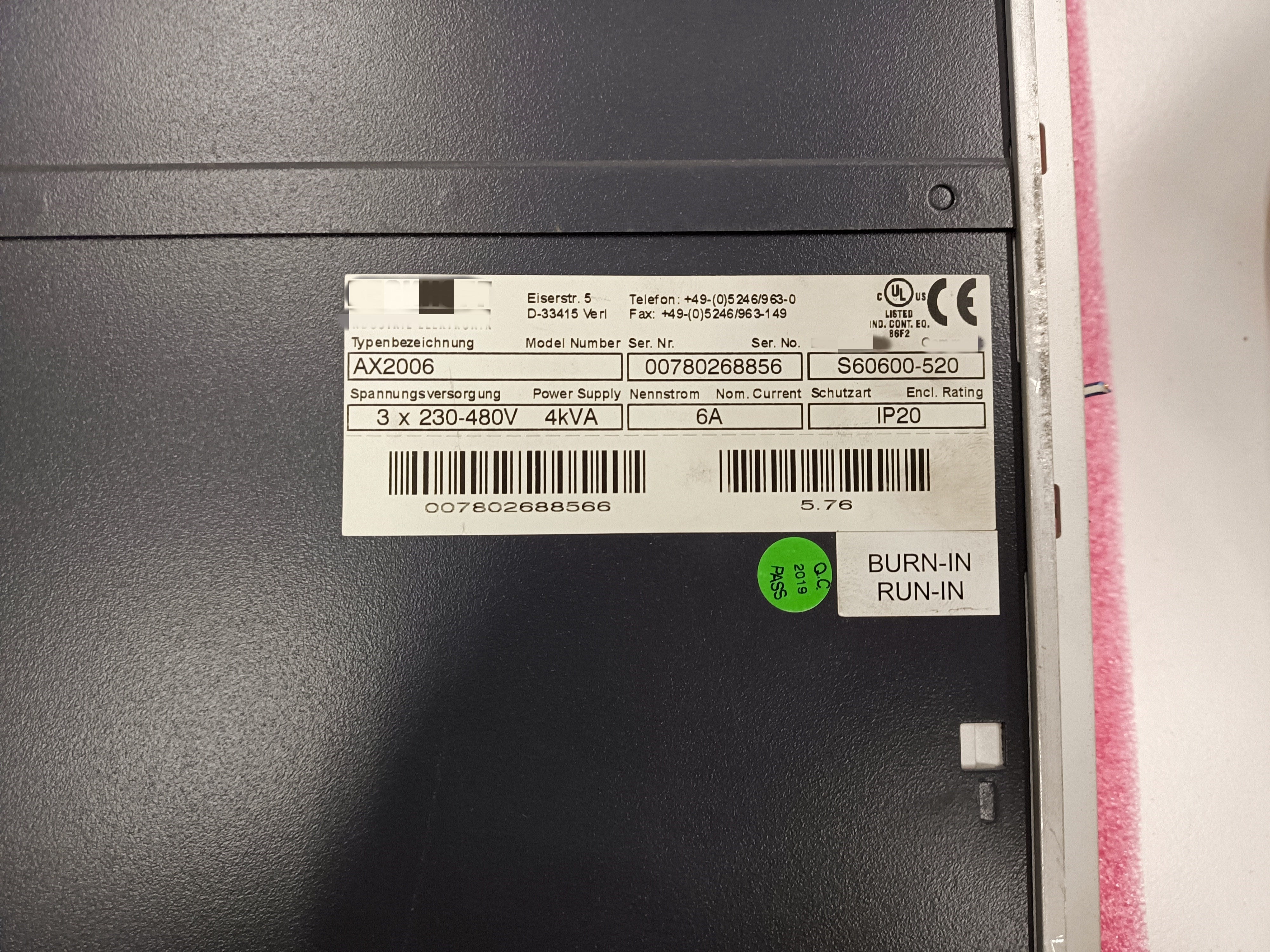 1pc  used     AX2006 S60600-520   #OYF088